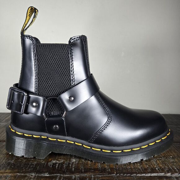 Dr. Martens Wincox Womens Size 6 Chelsea Buckle Harness Boots Black Leather - Picture 5 of 11